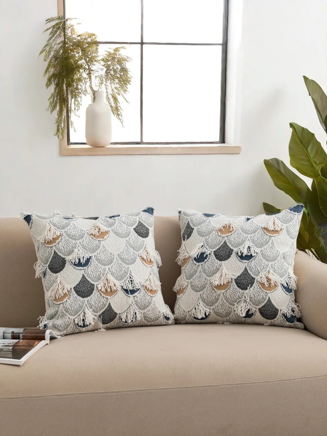 1pc Multi color fan-shaped pattern cotton sail fabric pillow cover with modern and minimalist style suitable for home decoration