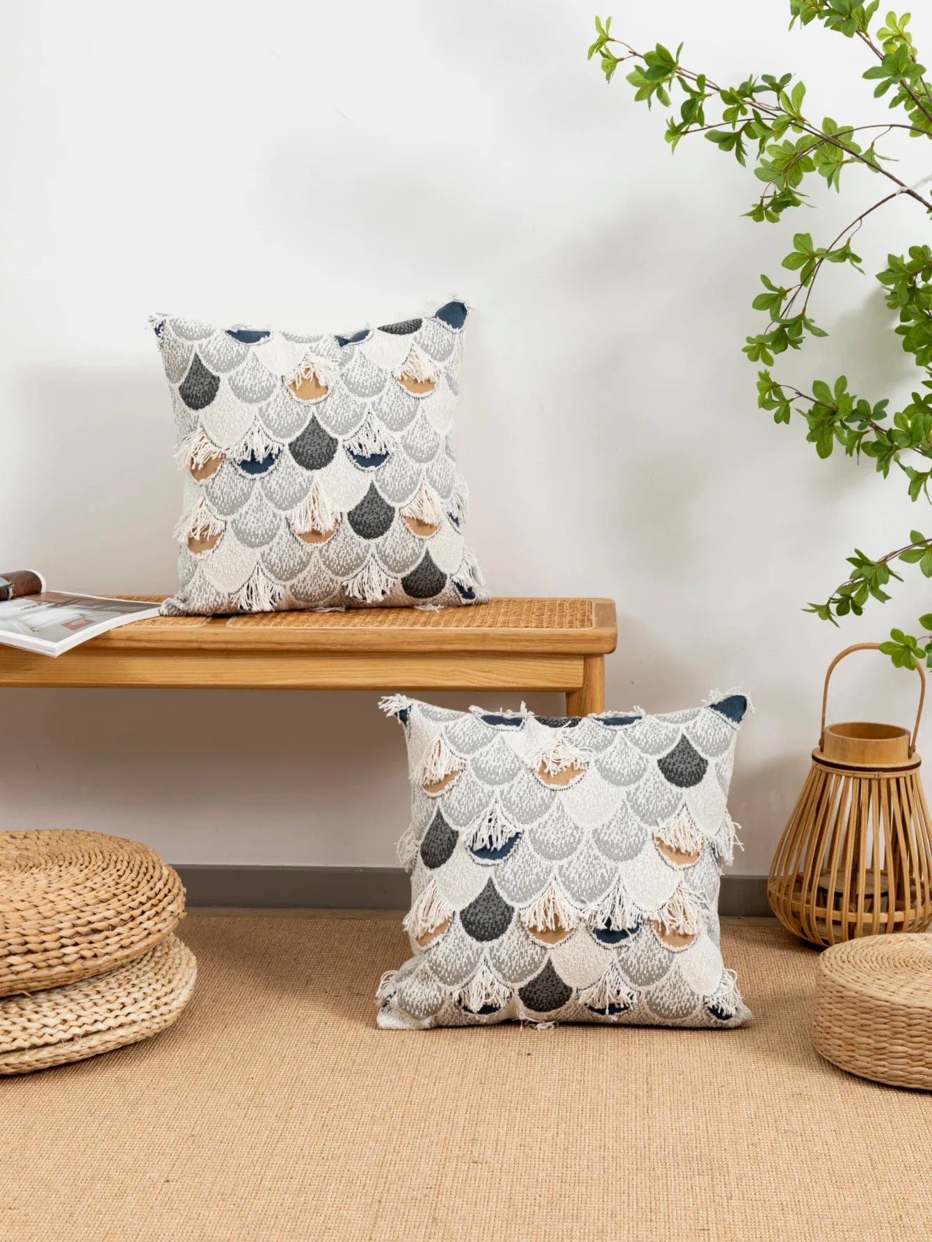 1pc Multi color fan-shaped pattern cotton sail fabric pillow cover with modern and minimalist style suitable for home decoration