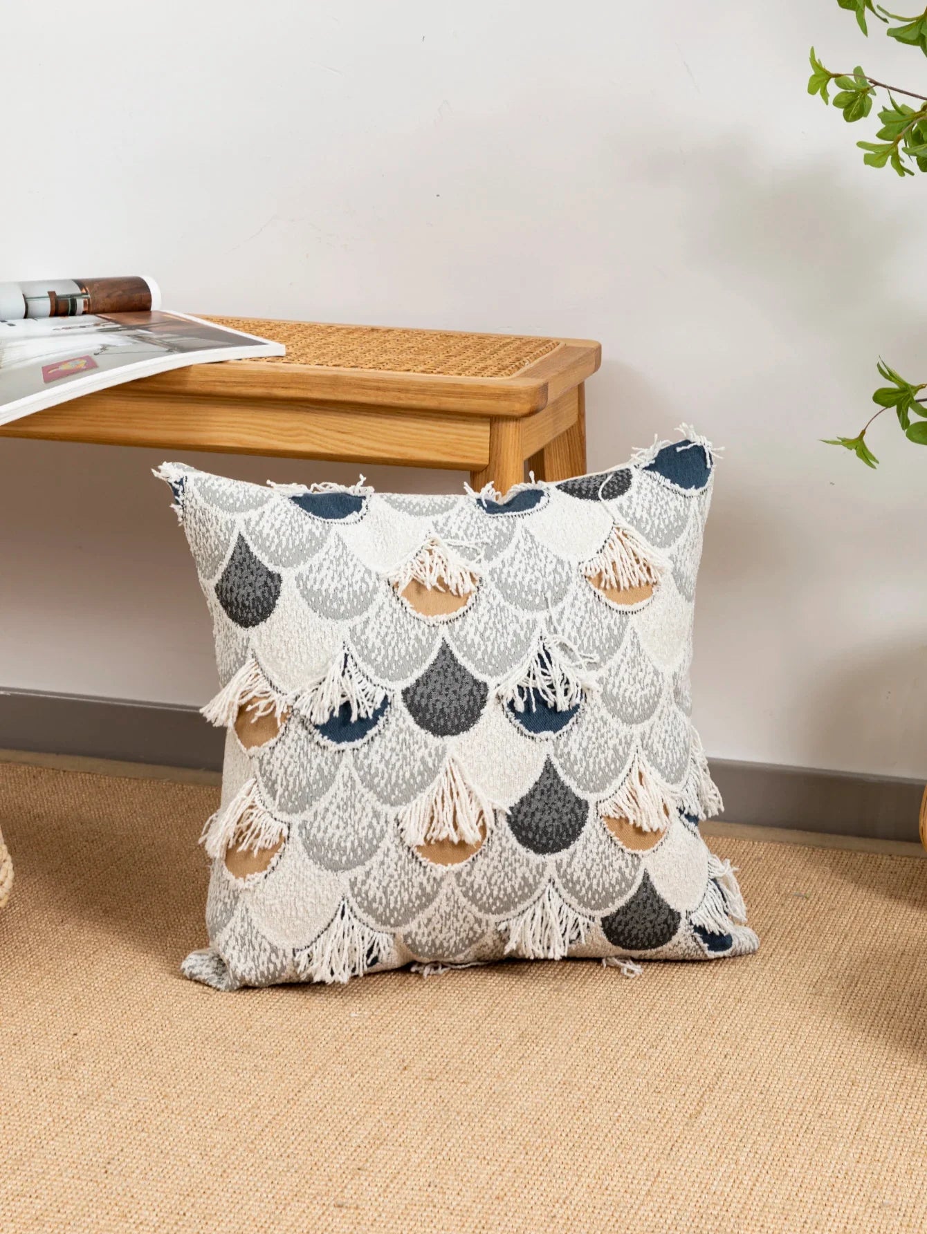 1pc Multi color fan-shaped pattern cotton sail fabric pillow cover with modern and minimalist style suitable for home decoration